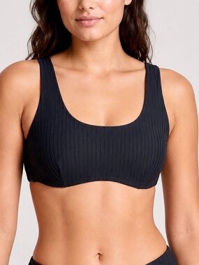 ATHLETA RIB BIKINI TOP BLACK, 34 B-C